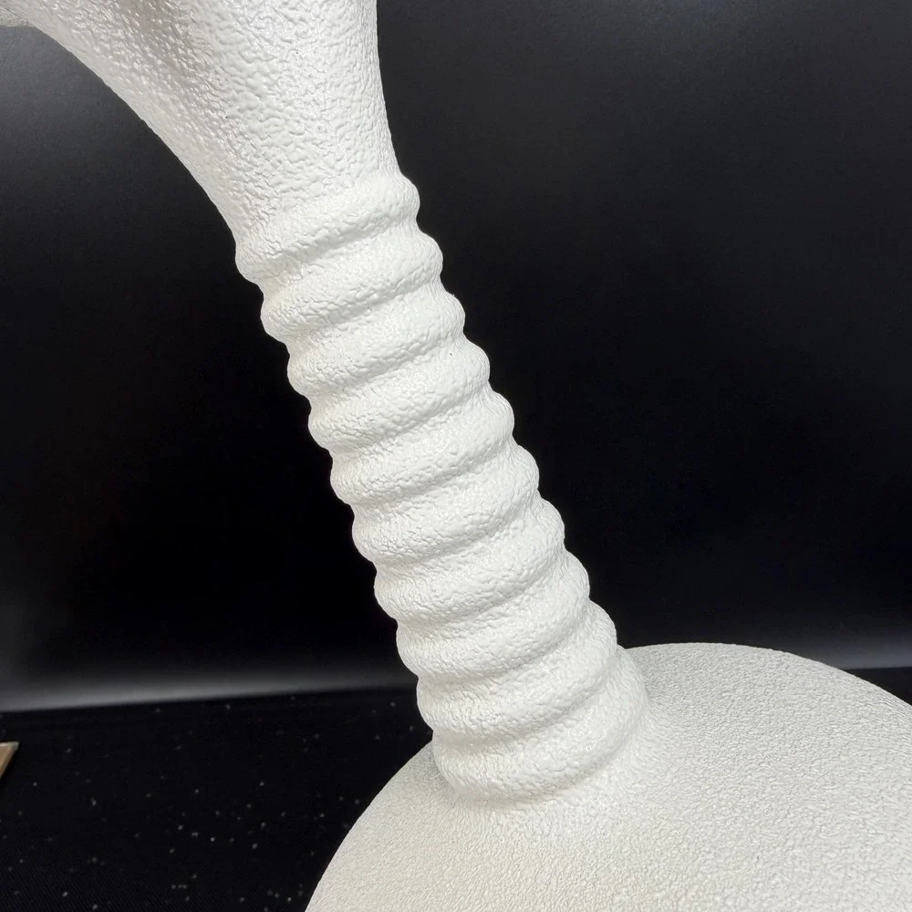 Haeger Pottery 3043 USA Vintage White Textured Turquoise Interior Ruffled Vase